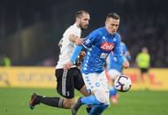 Chiellini and Zielinski in action